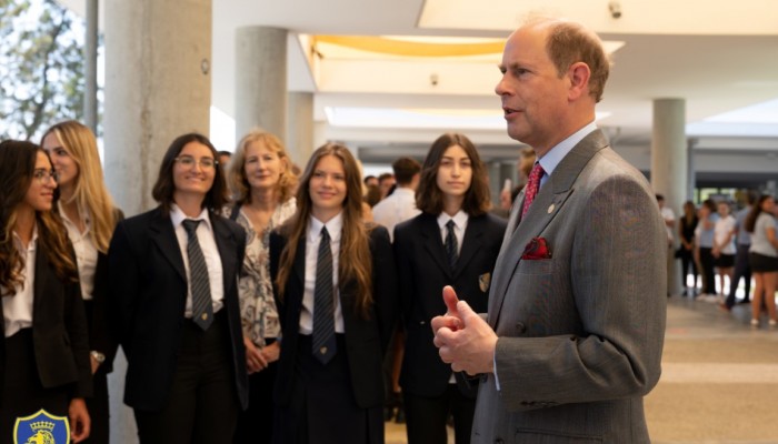 English School students and staff welcomed the Earl of Wessex during his official visit to Cyprus